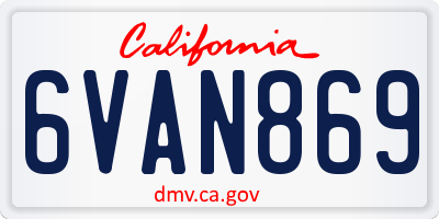 CA license plate 6VAN869