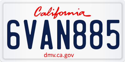 CA license plate 6VAN885