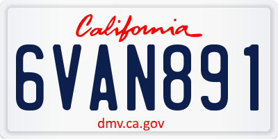 CA license plate 6VAN891