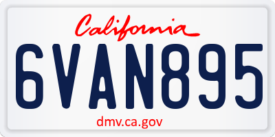 CA license plate 6VAN895