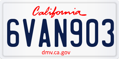 CA license plate 6VAN903