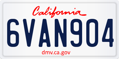 CA license plate 6VAN904