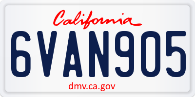 CA license plate 6VAN905