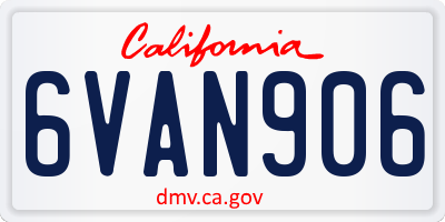 CA license plate 6VAN906