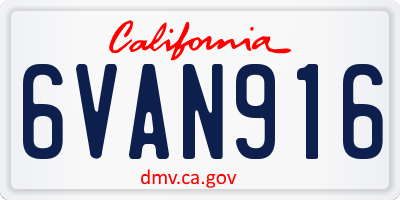 CA license plate 6VAN916