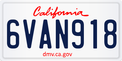 CA license plate 6VAN918
