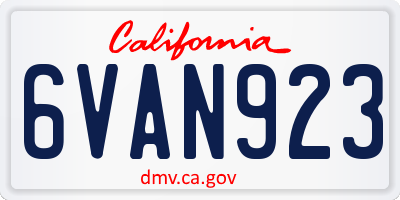 CA license plate 6VAN923