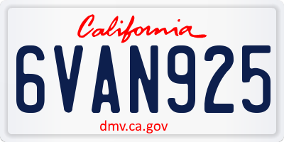 CA license plate 6VAN925