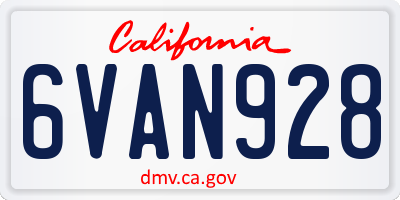 CA license plate 6VAN928