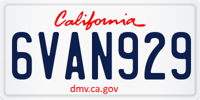CA license plate 6VAN929