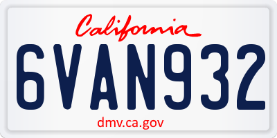 CA license plate 6VAN932