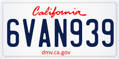 CA license plate 6VAN939