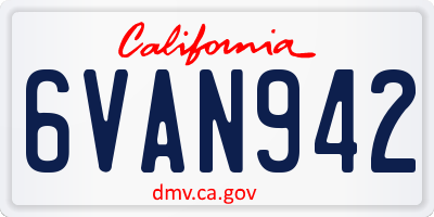 CA license plate 6VAN942