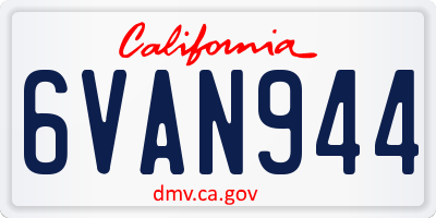 CA license plate 6VAN944