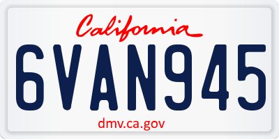 CA license plate 6VAN945