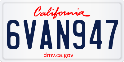 CA license plate 6VAN947