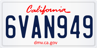 CA license plate 6VAN949