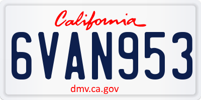 CA license plate 6VAN953