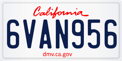 CA license plate 6VAN956