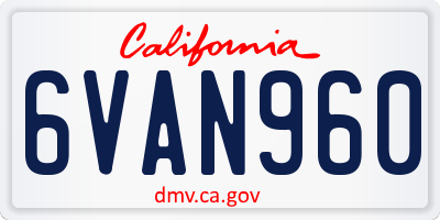 CA license plate 6VAN960