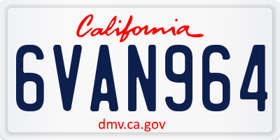 CA license plate 6VAN964