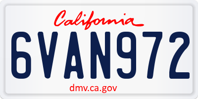 CA license plate 6VAN972