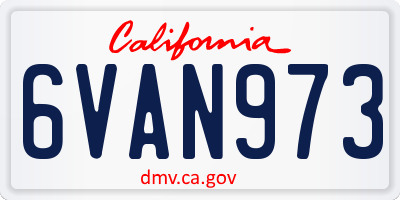 CA license plate 6VAN973