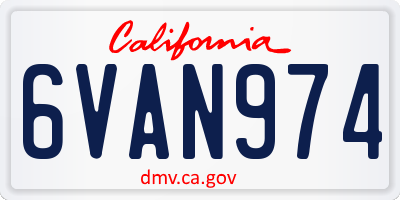 CA license plate 6VAN974
