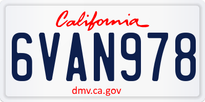 CA license plate 6VAN978