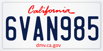 CA license plate 6VAN985