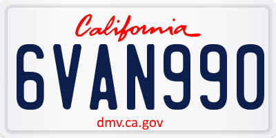 CA license plate 6VAN990