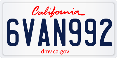 CA license plate 6VAN992