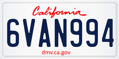 CA license plate 6VAN994