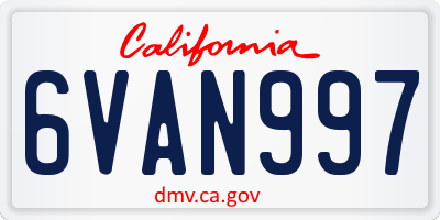 CA license plate 6VAN997