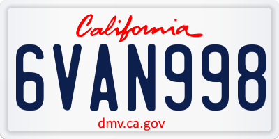CA license plate 6VAN998