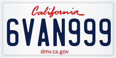 CA license plate 6VAN999