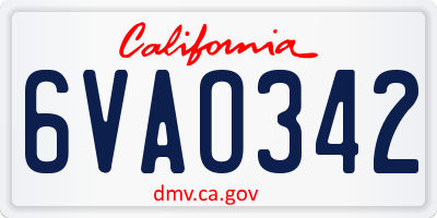 CA license plate 6VAO342