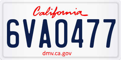 CA license plate 6VAO477