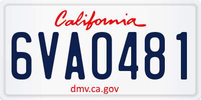 CA license plate 6VAO481