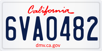 CA license plate 6VAO482
