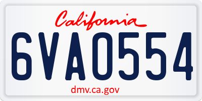 CA license plate 6VAO554