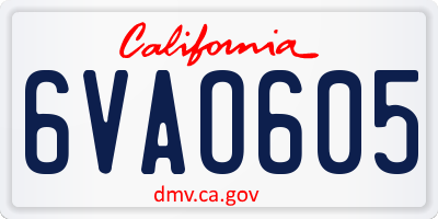 CA license plate 6VAO605