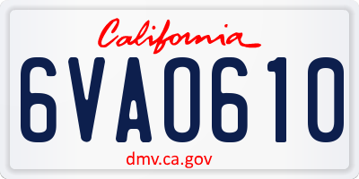 CA license plate 6VAO610