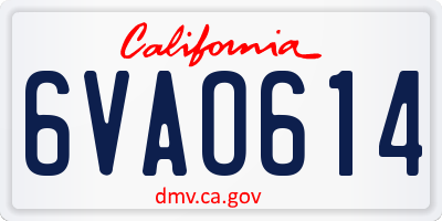 CA license plate 6VAO614