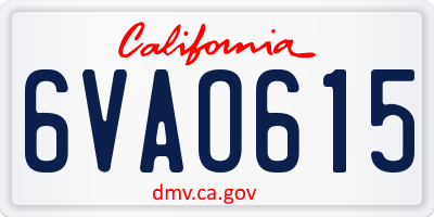 CA license plate 6VAO615