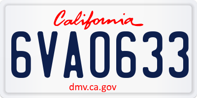 CA license plate 6VAO633