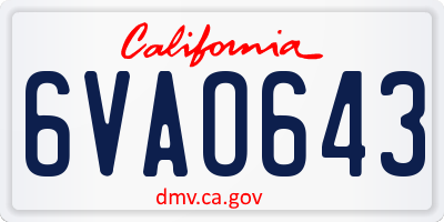 CA license plate 6VAO643