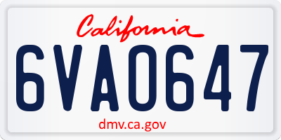 CA license plate 6VAO647