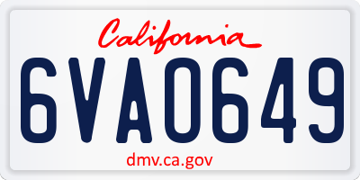 CA license plate 6VAO649