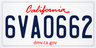 CA license plate 6VAO662